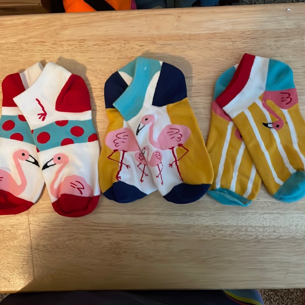 Women’s no-show socks Flamingos